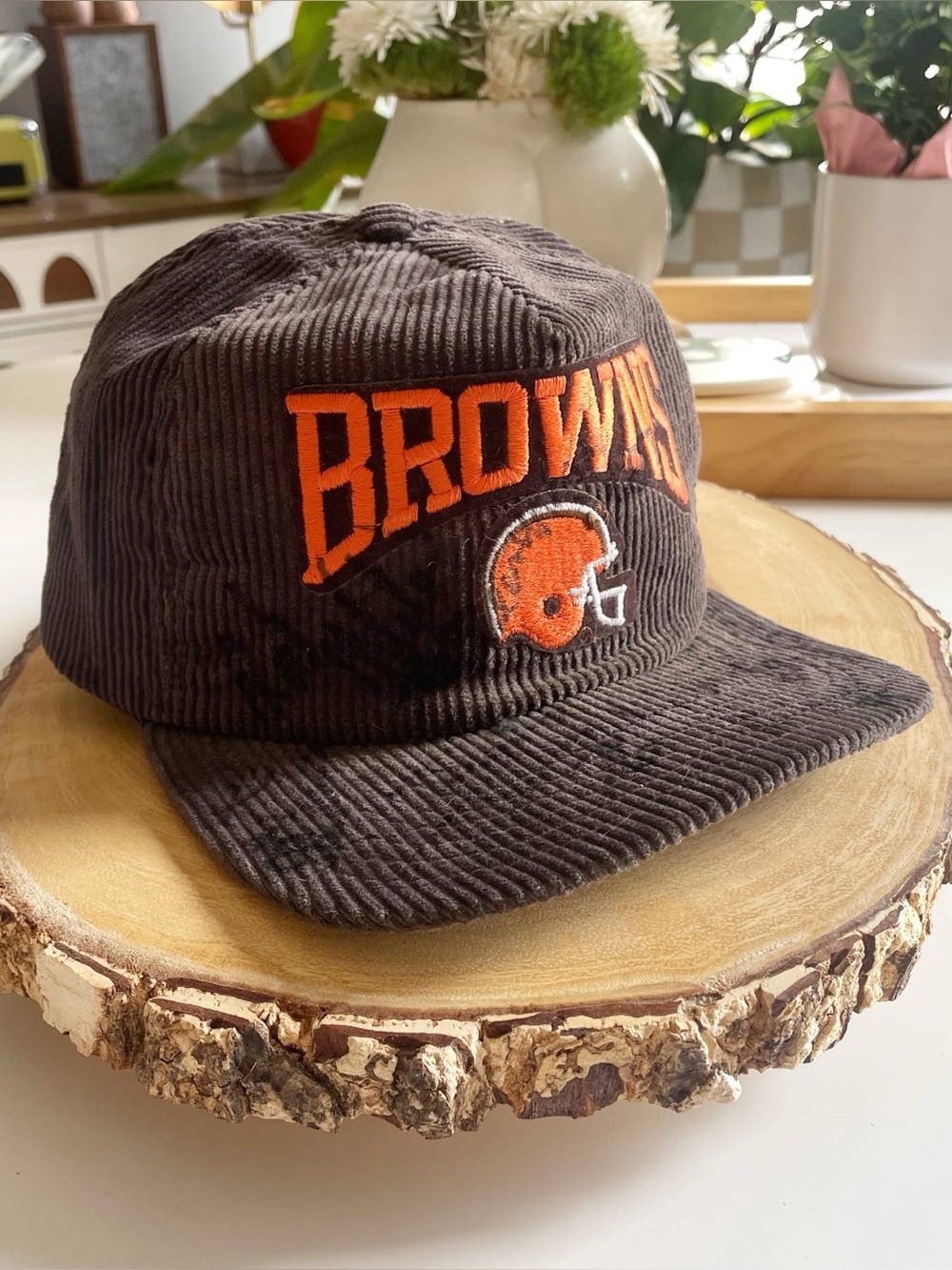 Vintage 1980’s Signed New Era Cleveland Browns Football Corduroy Snapback Hat